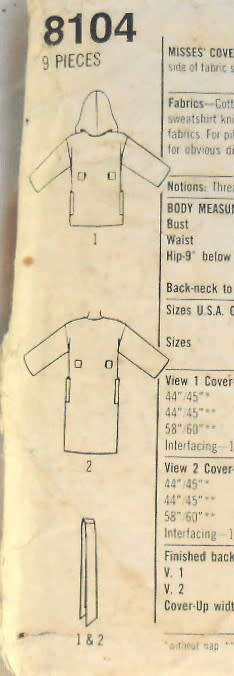 SIMPLICITY 8104 COVER UP IN 2 LENGTHS SIZE PT-LG (6-20)  COMPLETE-CUT TO LARGE 18-20