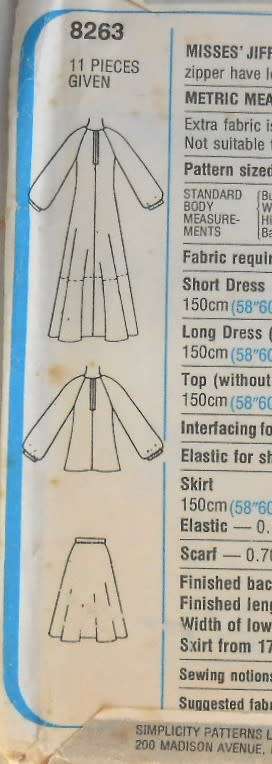 SIMPLICITY 8263 KNIT SKIRT-TOP-DRESS-SCARF SIZE 14 BUST 92 CM COMPLETE-UNCUT-F/FOLDED