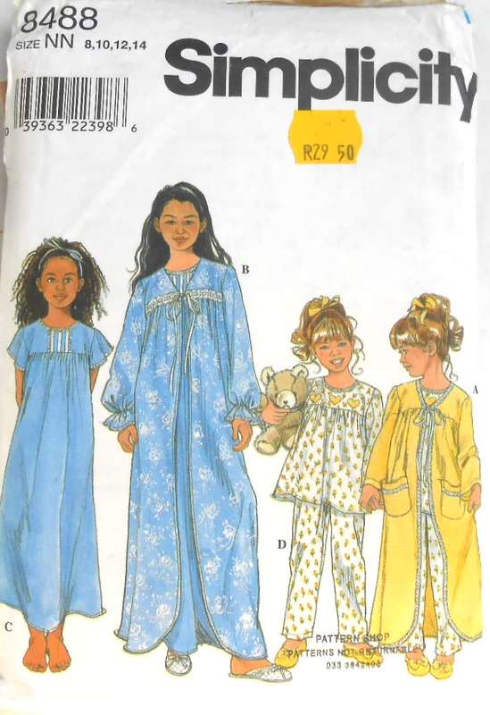 SIMPLICITY 8488 GIRLS SLEEPWEAR SIZE 8-10-12-14 YEARS COMPLETE-PART CUT TO SIZE 14 YEARS