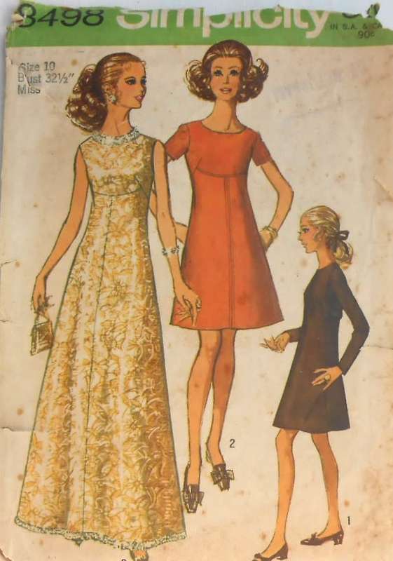 SIMPLICITY 8498 DESIGNER FASHION DRESS SIZE 10 BUST 32 1/2 COMPLETE-ZIPLOC