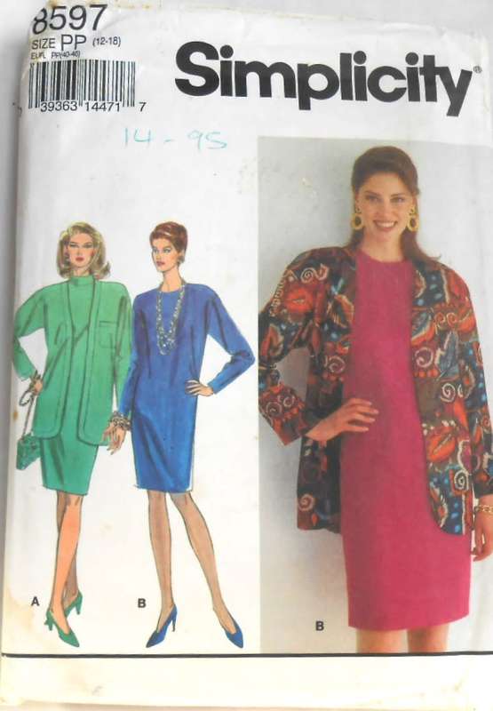 SIMPLICITY 8597 DRESS & UNLINED JACKET SIZE 12-18 SEE LISTING
