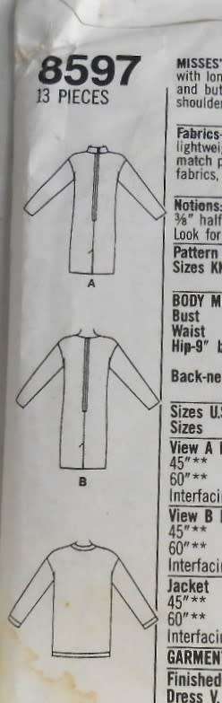 SIMPLICITY 8597 DRESS & UNLINED JACKET SIZE 12-18 SEE LISTING