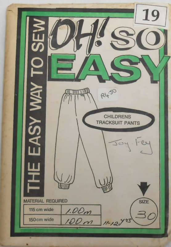 OH SO EASY PATTERN  19 CHILDREN`S TRACKSUIT PANTS` SIZE 30 COMPLETE-UNCUT-F/FOLDED