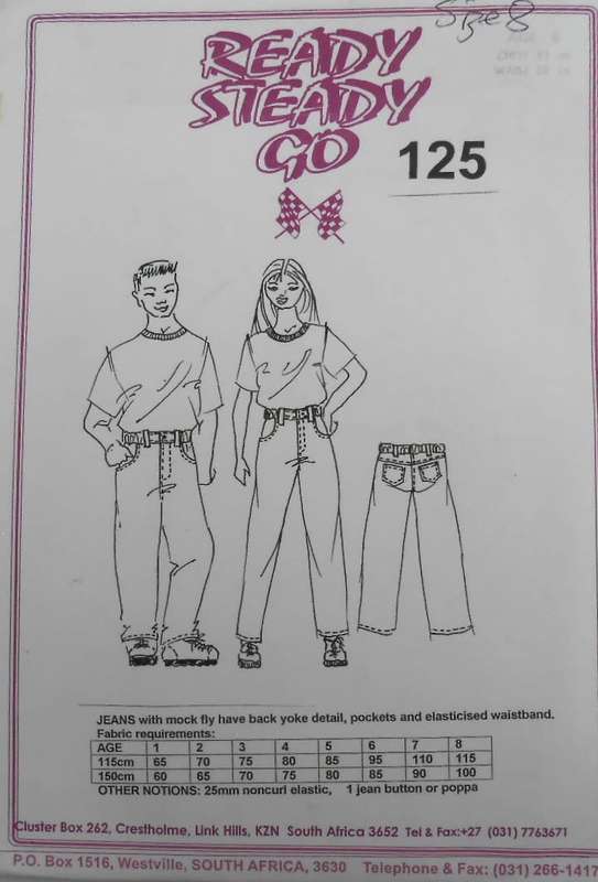 READY-STEADY-GO PATTERN-NUMBER 125 JEANS  AGE 8 YEAR CHEST 63 CM