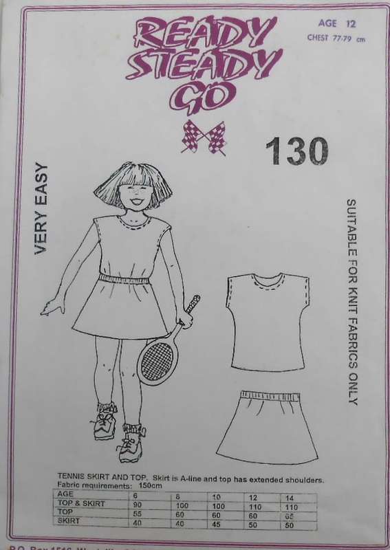 READY-STEADY-GO PATTERN-NUMBER 130 TENNIS SKIRT & TOP  AGE 12 YEAR CHEST 77-79 CM