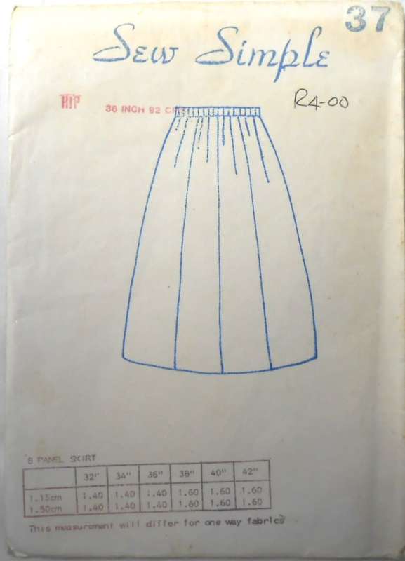 SEW SIMPLE 37 - 8 PANEL SKIRT SIZE 42/107 CM