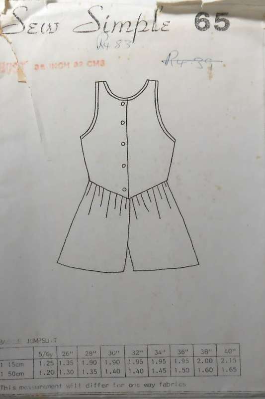 SEW SIMPLE 65 BASQUE JUMPSUIT SIZE 34 or 87 CM