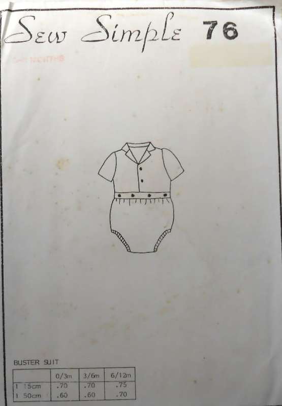 SEW SIMPLE 76 BABY BUSTER SUIT SIZE 3 - 6 MONTHS