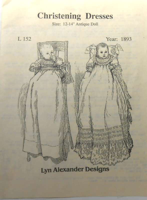 13-4 INCH ANTIQUE DOLL CHRISTENING DRESSES-LYN ALEXANDER DESIGNS- COMPLETE-UNCUT
