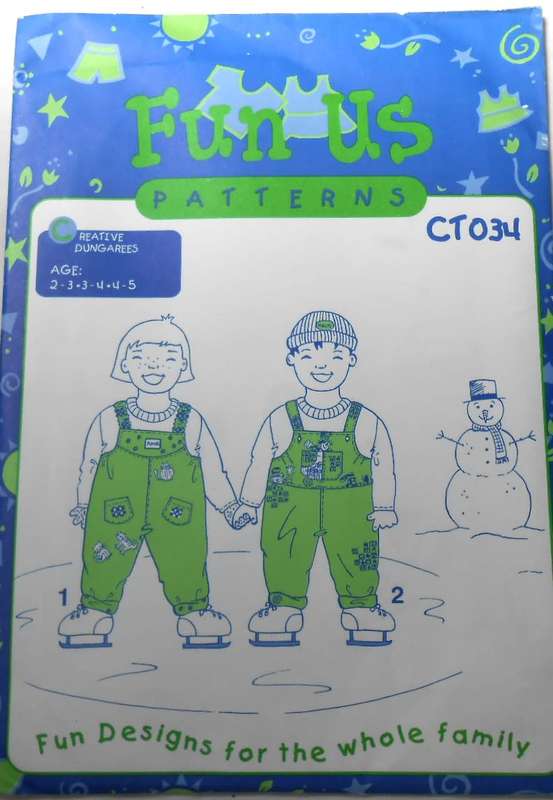 FUN US PATTERNS CT 034  TODDLER DUNGAREES  SIZE 2-5 YEARS - COMPLETE - UNCUT