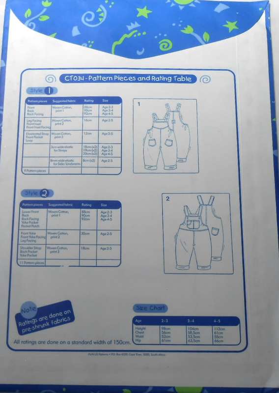 FUN US PATTERNS CT 034  TODDLER DUNGAREES  SIZE 2-5 YEARS - COMPLETE - UNCUT