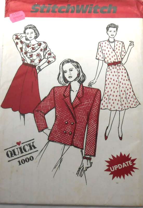 STITCHWITCH QUICK 1000 LADIES DOUBLE BREASTED JACKET- OVERLAP DRESS & FLARED SKIRT SIZE 6-22