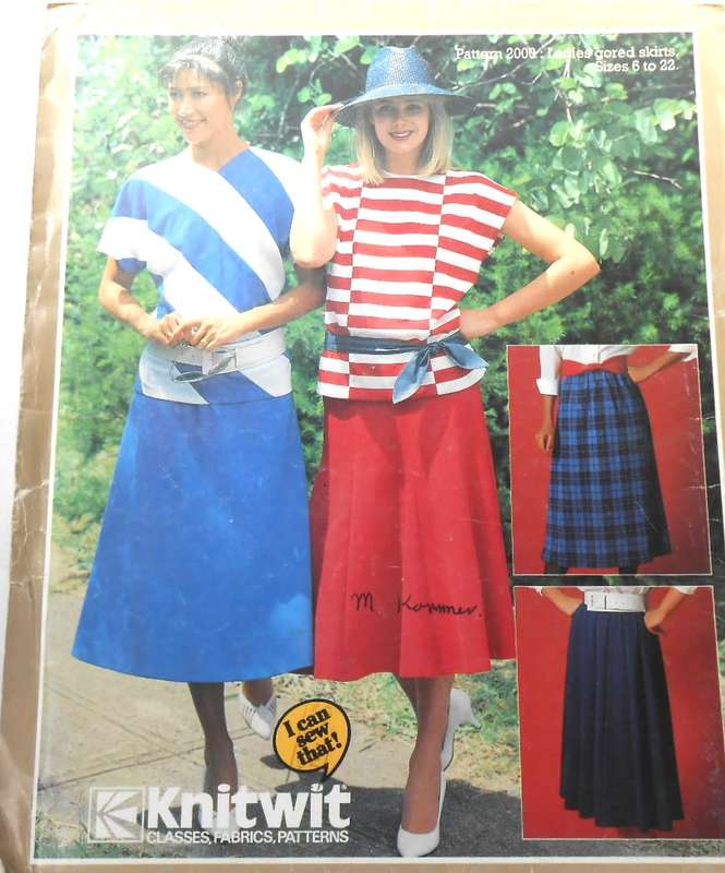 KNITWIT PATTERN 2000 -LADIES GORED SKIRTS SIZES 6 - 22
