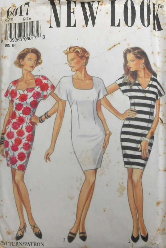 NEW LOOK PATTERNS 6017  SHIFT DRESS WITH NECK VARIATIONS SIZE 6-16 COMPLETE-CUT TO SIZE 16