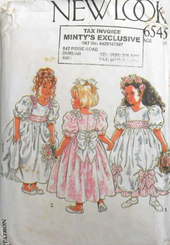 NEW LOOK PATTERNS 6545 GIRLS BRIDESMAID PARTY DRESS SIZE 2-7 YEARS COMPLETE-CUT TO 7 YEARS