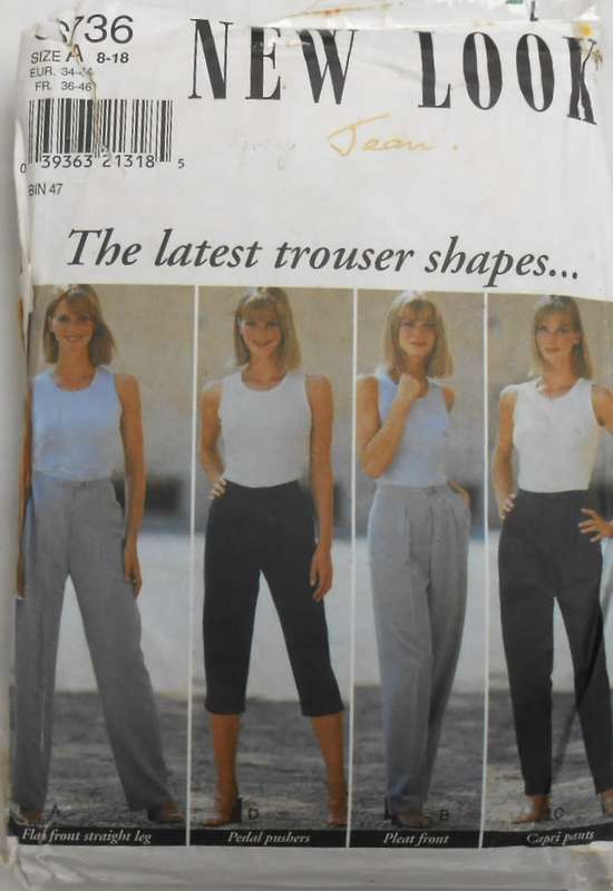 NEW LOOK PATTERNS 6736 LATEST PANTS SHAPES SIZE 8-18 COMPLETE-MOSTLY UNCUT-ZIPLOC