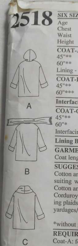 STYLE 2518 KIDS HOODIE-SCARF COAT SIZE 7-12 YEARS-SEE LISTING