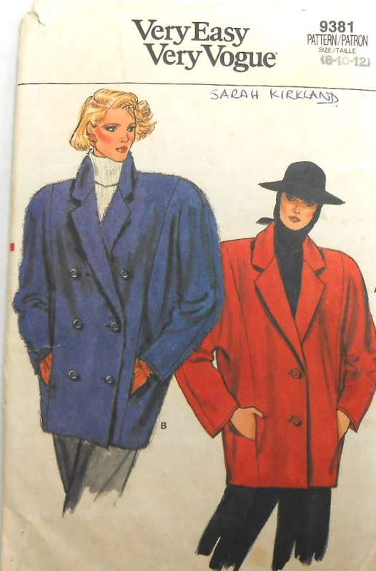 VOGUE 9381 VERY LOOSE FITTING UNLINED JACKET SIZE 8-10-12 COMPLETE-CUT TO 12-NO SEWING INSTRUCTIONS