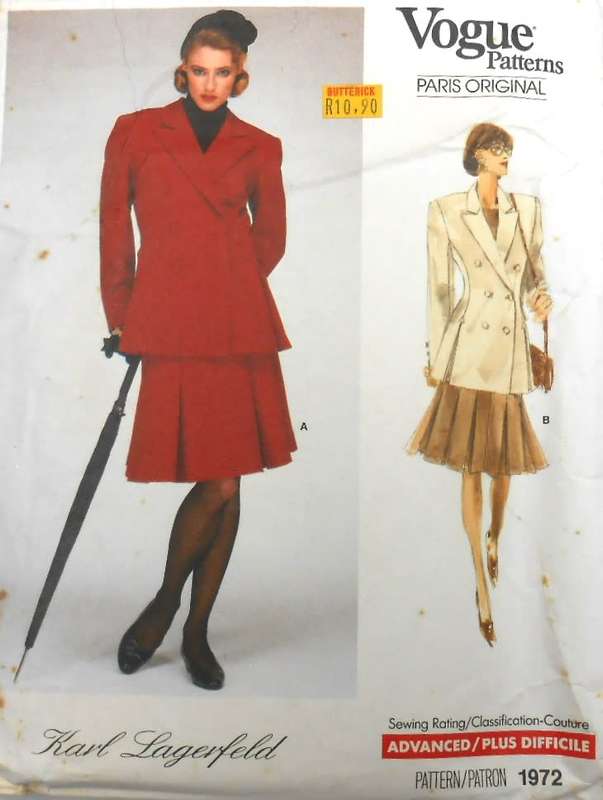 VOGUE PARIS ORIGINAL 1972 JACKET & SKIRT SIZE 10 COMPLETE