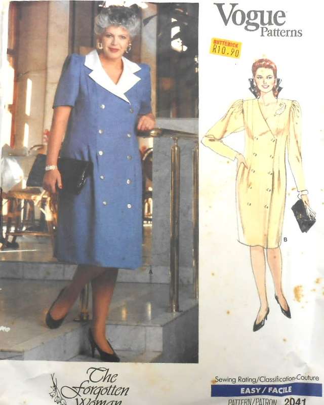 VOGUE 2041 LARGE SIZE DRESS  SIZE 16W-8W-20W COMPLETE CUT TO 18W