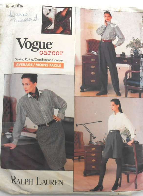 VOGUE 2135 VOGUE CAREER PANTS-SHORTS-SKIRT SIZE 12-14-16 COMPLETE-CUT TO 16 ZIPLOC