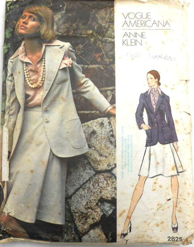VOGUE 2825 ANNE KLEIN  - JACKET-SKIRT-SHIRT-SCARF SIZE-12 BUST 34 COMPLETE