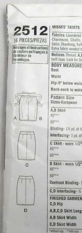 SIMPLICITY 2512- SET OF SKIRTS-SIZE 4-6-8-10-12 COMPLETE-UNCUT-F/FOLDED