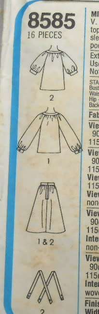 SIMPLICITY 8585 PULLOVER BLOUSE-SKIRT WITH DETACHABLE SUSPENDERS-SCARF SIZE 14 BUST 92 CM  COMPLETE