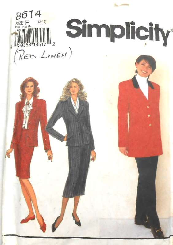 SIMPLICITY 8614SKIRT-LINED JACKET-PANTS SIZE 12-16 SEE LISTING