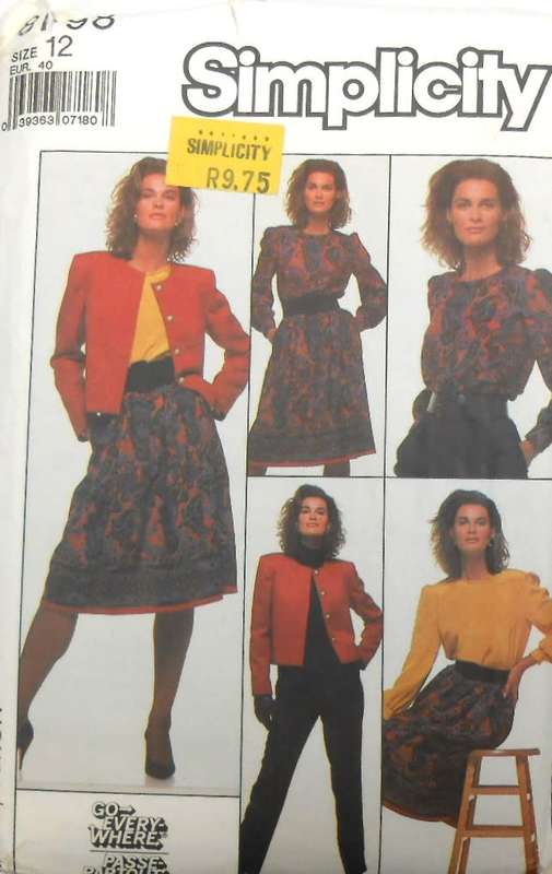 SIMPLICITY 8798 PANTS-SKIRT-BLOUSE-LINED JACKET SIZE 12- COMPLETE