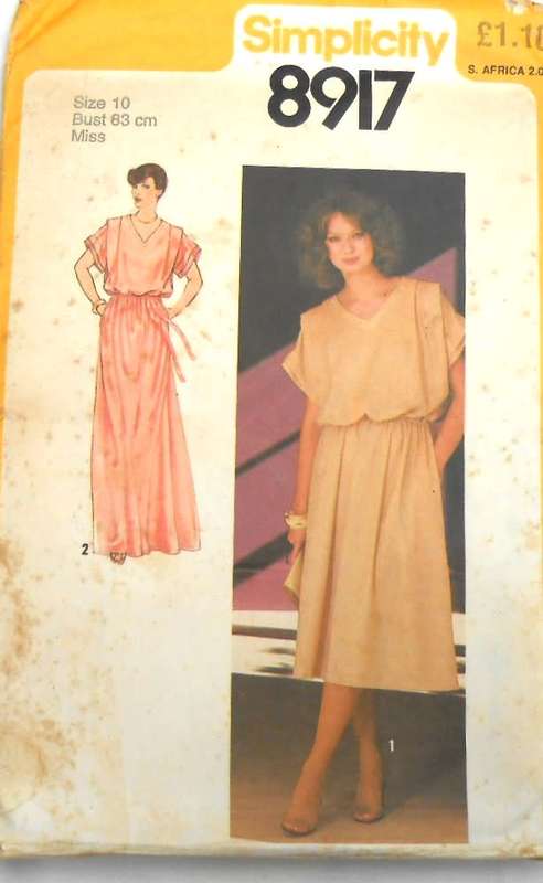 SIMPLICITY 8917 PULLOVER DRESS IN 2 LENGTHS & TIE BELT SIZE 10 BUST 83 CM COMPLETE