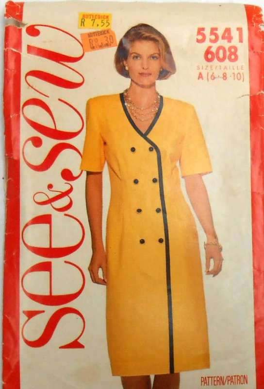 BUTTERICK 5541 LOOSE FITTING DOUBLE BREASTED DRESS SIZE 6-8-10 COMPLETE