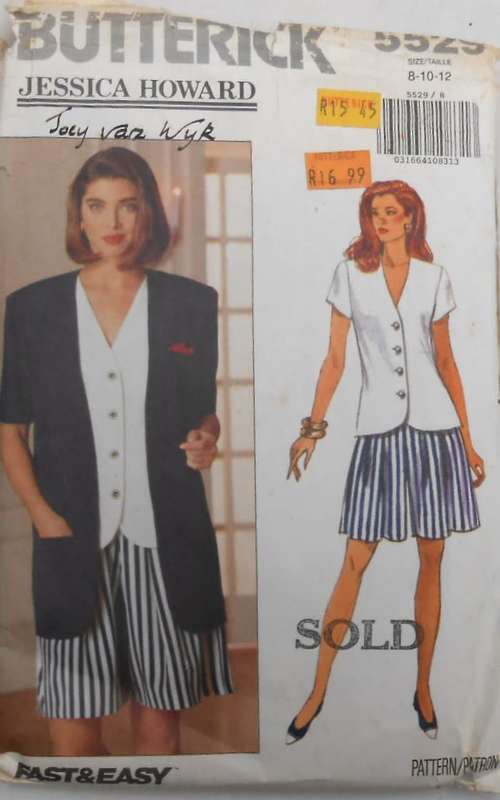 BUTTERICK 5529 JACKET-TOP--SHORTS SIZE 8-10-12 COMPLETE