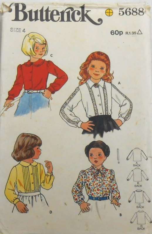 BUTTERICK 5688 GIRLS BLOUSES SIZE 4 YEARS  COMPLETE-UNCUT-F/FOLDED
