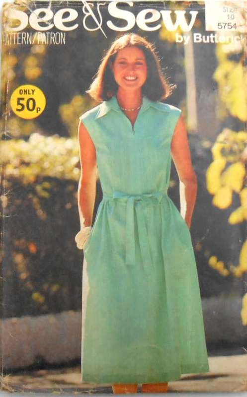 BUTTERICK  5754 DRESS & BELT SIZE 10 COMPLETE-UNCUT-F/FOLDED