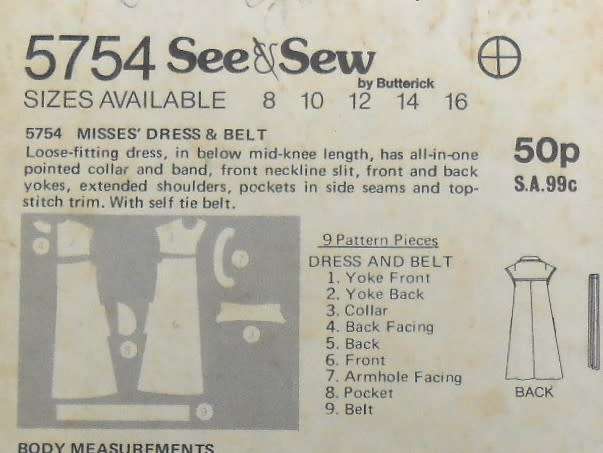 BUTTERICK  5754 DRESS & BELT SIZE 10 COMPLETE-UNCUT-F/FOLDED
