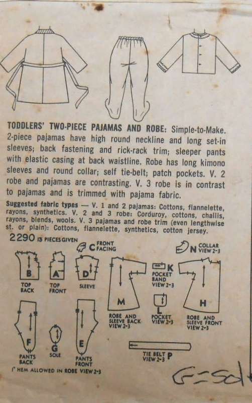 VINTAGE SIMPLICITY 2290 TODDLERS 2 PIECE PJS & ROBE SIZE 6 MONTHS-SEE LISTING-ZIPLOC
