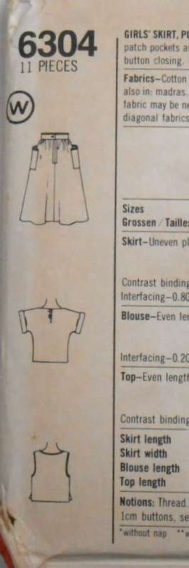 SIMPLICITY 6304 GIRLS SKIRT-PULLOVER TOP-BLOUSE SIZE 7-8-10 YEARS COMPLETE
