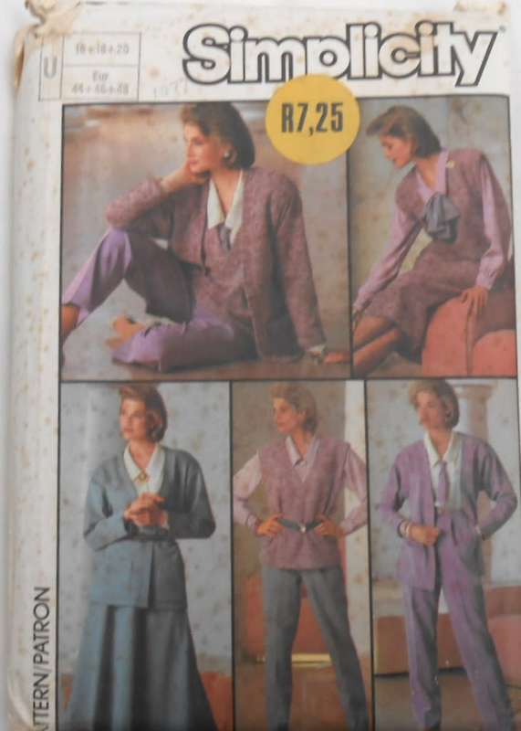 SIMPLICITY 7080 BLOUSE-WAISTCOAT-CARDIGAN-PANTS-SKIRT- SIZE 16-18-20 COMPLETE-UNCUT-F/FOLDED