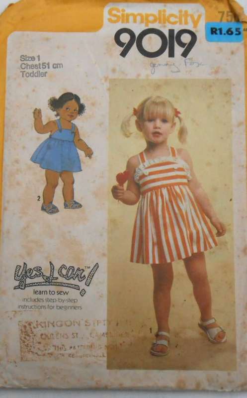 SIMPLICITY 9019 TODDLER SUNDRESS SIZE 1 CHEST 51 CM  COMPLETE