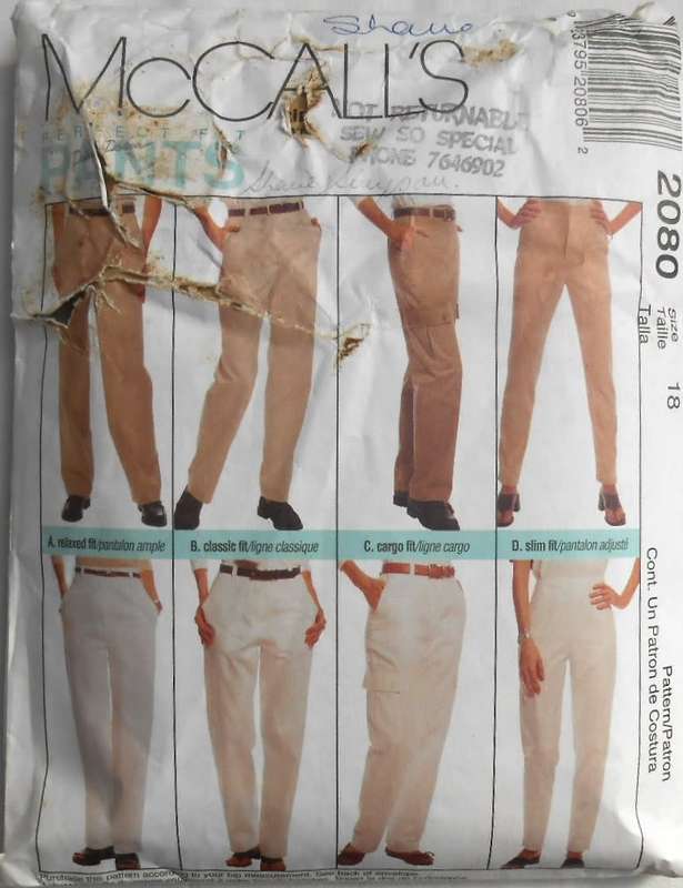 McCALLS 2080  RELAXED & CLASSIC FIT PANTS SIZE 16 COMPLETE