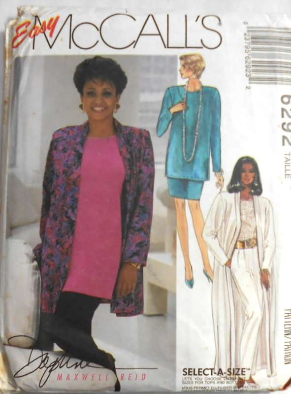 McCALLS 6292 UNLINED CARDIGAN-TUNIC-TOP-SKIRT-PANTS SIZE 12-14-16 -ALMOST COMPLETELY-UNCUT