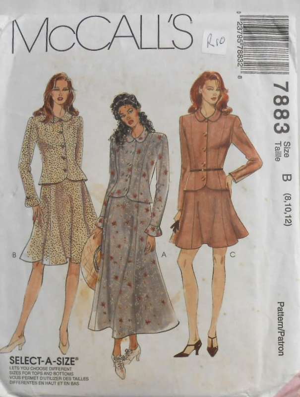 McCALLS 7883 TOP & SKIRT IN 3 LENGTHS SIZE 8-10-12 COMPLETE-UNCUT-F/FOLDED
