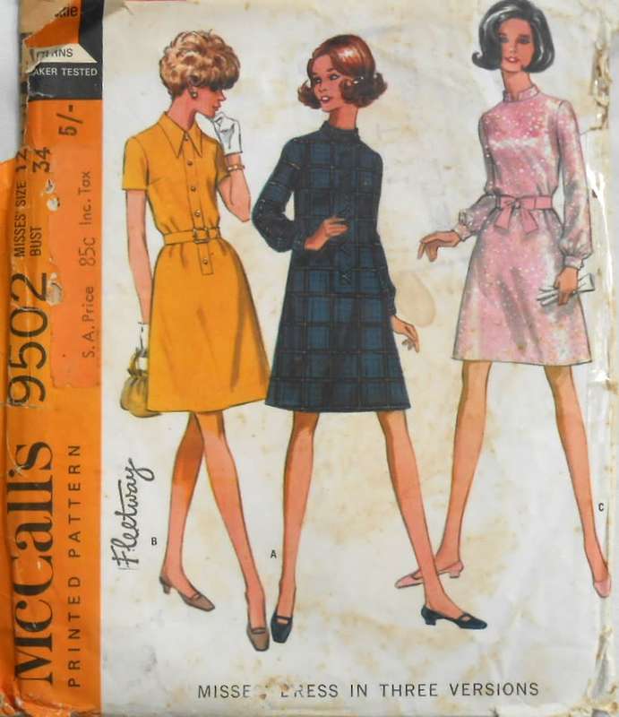 McCALLS 9502 DRESS IN 3 VERSIONS SIZE 12 BUST 34 COMPLETE-PART CUT