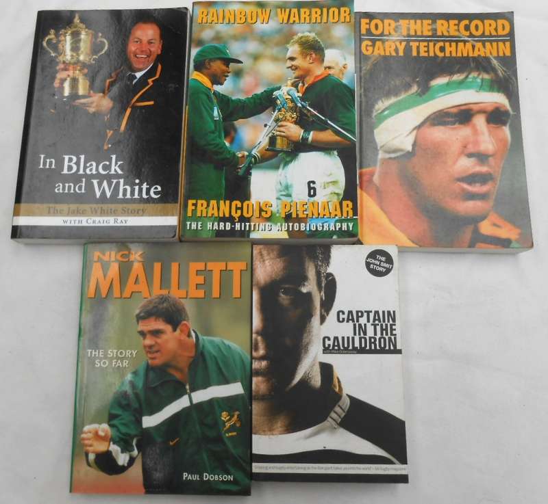 FIVE DIFFERENT AUTHORS -RUGBY AUTOBIOGRAPHIES  - ONE PRICE FOR ALL FIVE TITLES