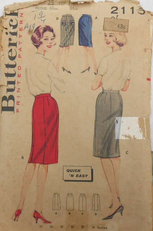 VINTAGE BUTTERICK 2115 LADIES SKIRT-SIZE WAIST 25/63 CM COMPLETE