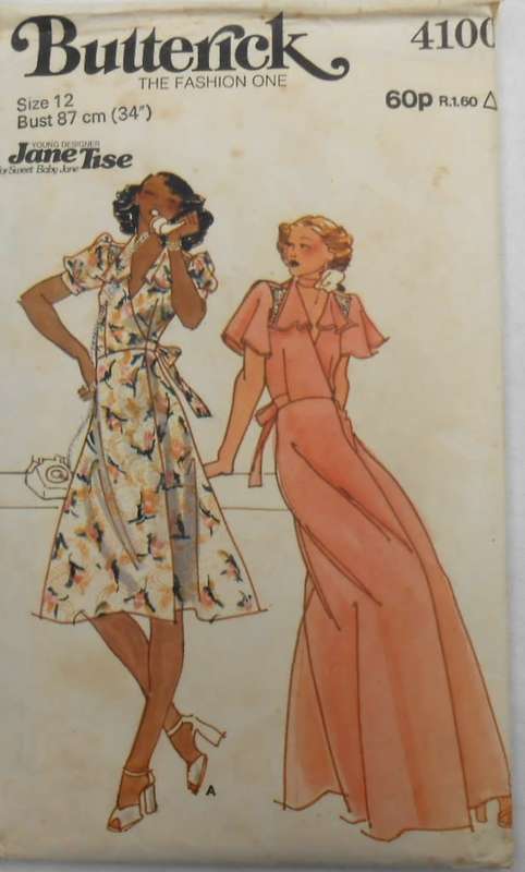 BUTTERICK 4100 TIE DRESS SIZE 12 BUST 87 CM COMPLETE-MOSTLY UNCUT