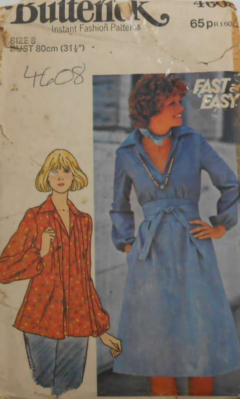 BUTTERICK 4608 DRESS-TOP-SASH SIZE 8 BUST 80 CM COMPLETE-ZIPLOC BAG