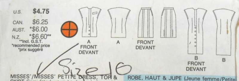 BUTTERICK 4815 SEMI FITTED DRESS-TOP-SKIRT SIZE 6-8-10 CUT TO 10-COMPLETE