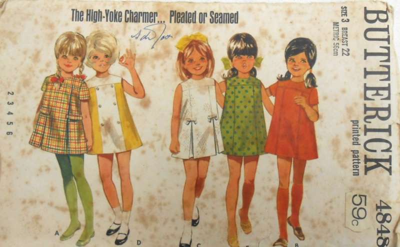 BUTTERICK 4848 GIRLS ONE PIECE DRESS SIZE 3 YEARS BREAST 22-COMPLETE